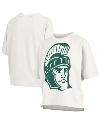 Women's  White Michigan State Spartans Big Canvas Puff Castillo Motley Slub T-Shirt