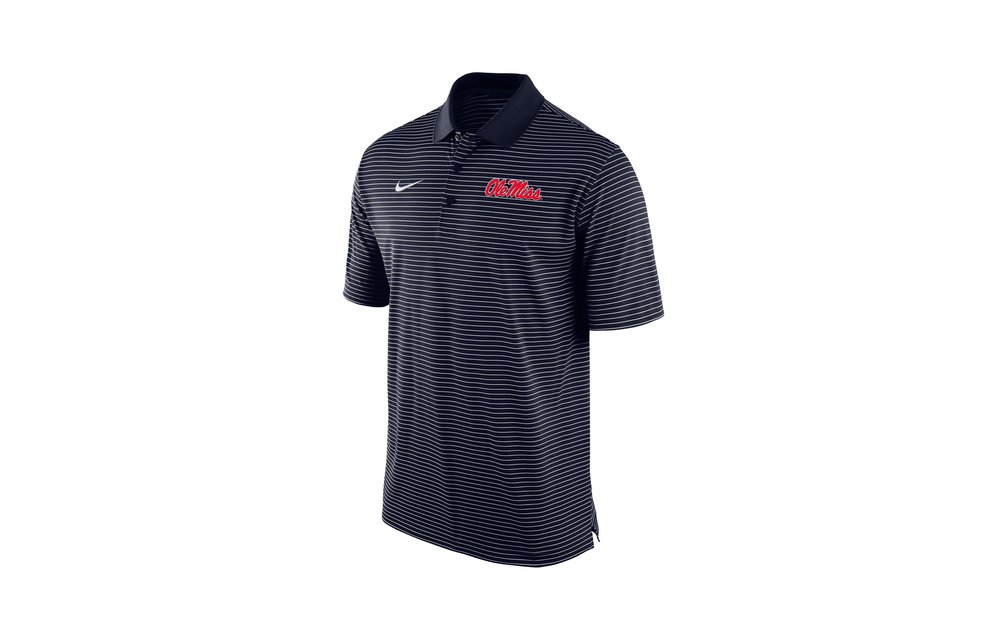 Nike Men's Ole Miss Rebels Striped Short-Sleeve Dri-fit Polo Shirt