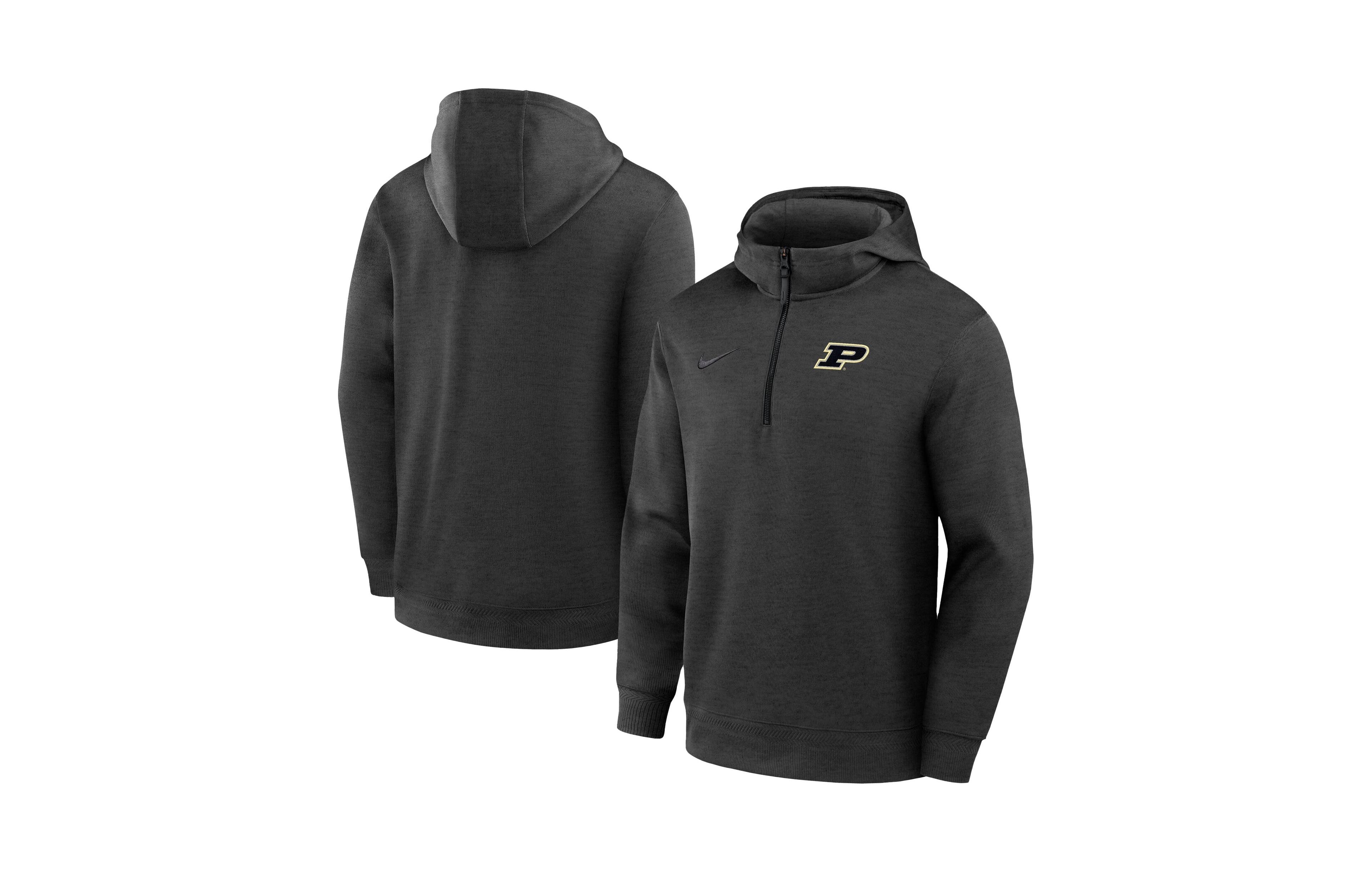 Nike Men's Black Purdue Boilermakers Coaches Dri-fit Half-Zip Hoodie