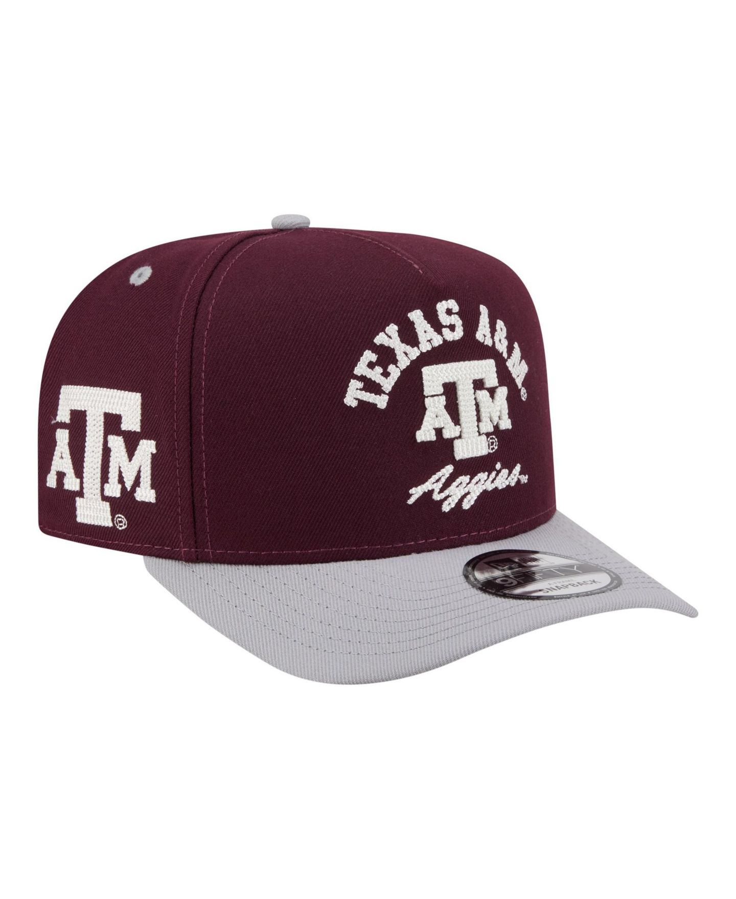 Мужская кепка New Era Maroon/Gray Texas A&M Aggies Two-Tone Arched 9FIFTY Snapback Hat — фото 1