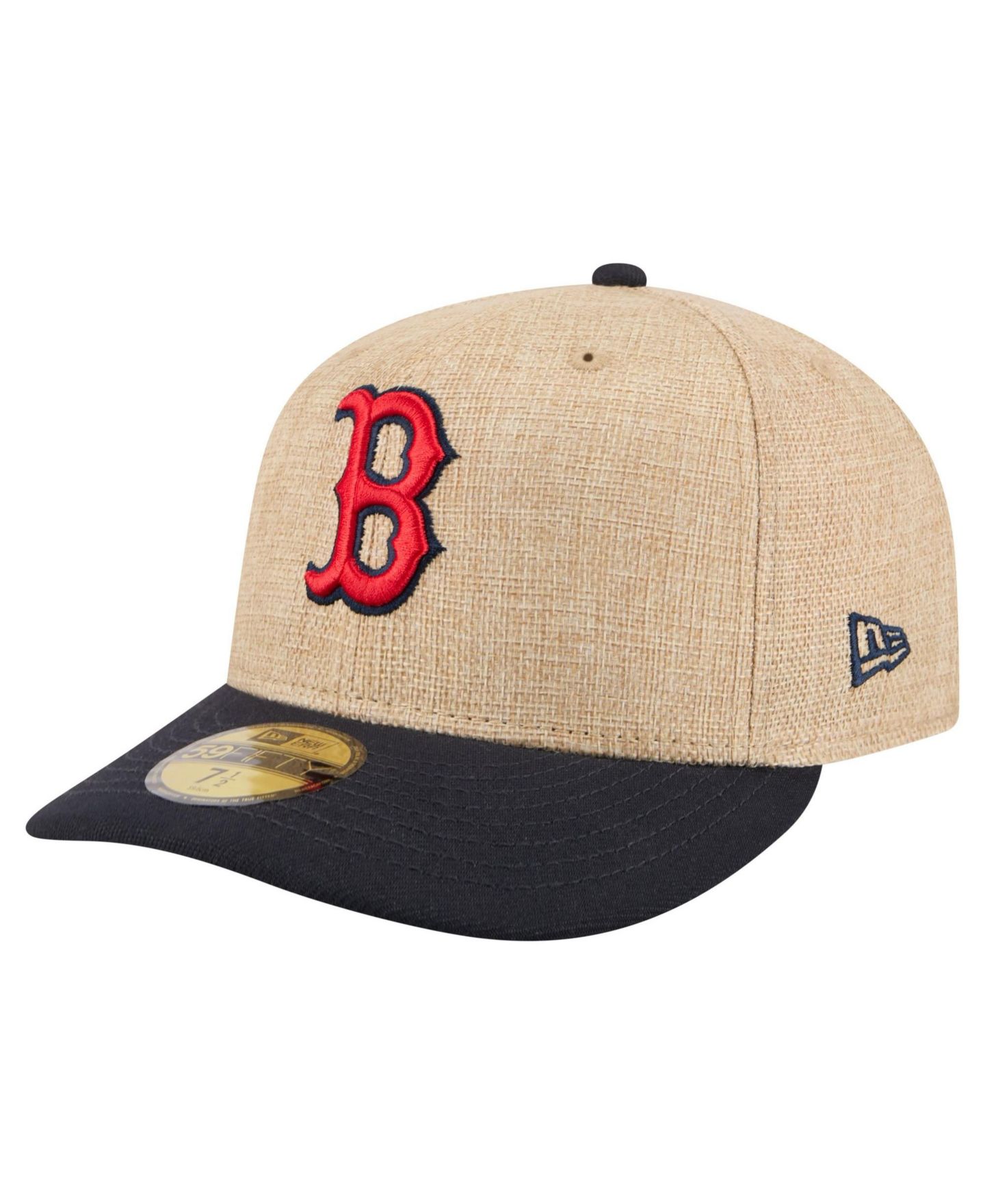 Мужская кепка New Era Natural/Navy Boston Red Sox Twine 59FIFTY Fitted Hat — фото 1