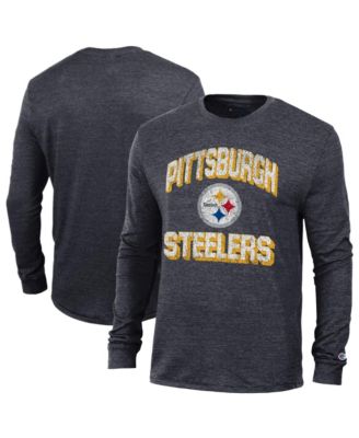 Men's Heather Black Pittsburgh Steelers Ultimate Tri-Blend Long Sleeve T-Shirt