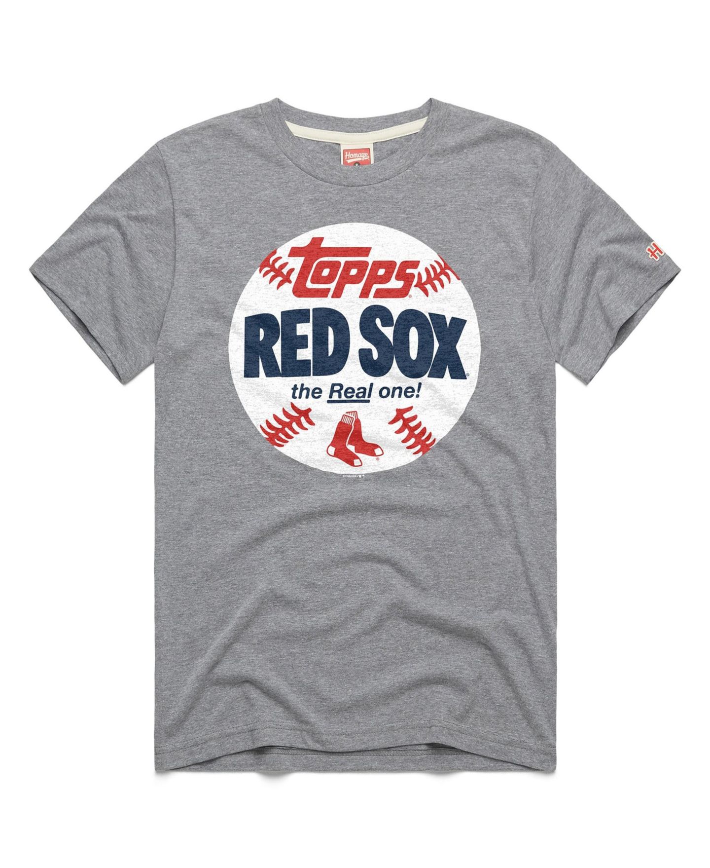 Мужская футболка Homage Gray Boston Red Sox MLB x Topps Baseball The Real One Tri-Blend — фото 1