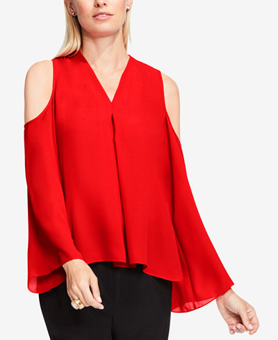 Vince Camuto Pleated Cold-Shoulder Top