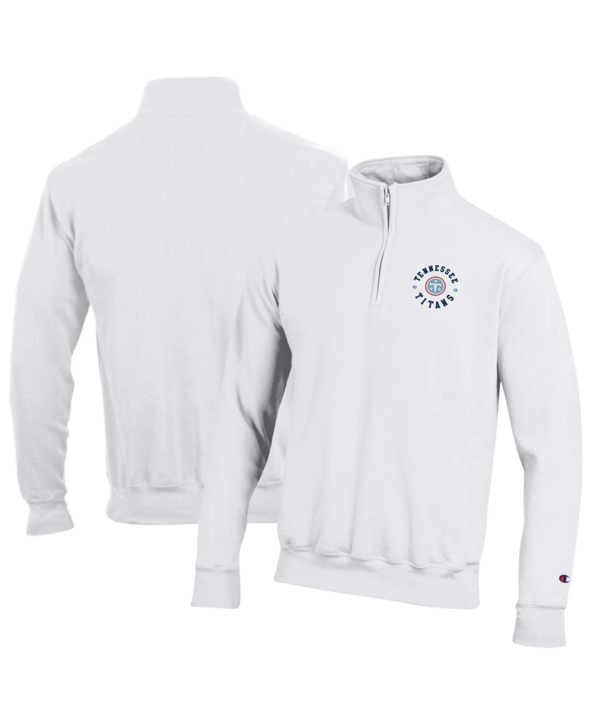Champion Men's Powerblend Tennessee Titans Quarter Zip Mock Neck Pullover - White