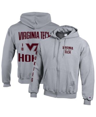 Men's  Heather Gray Virginia Tech Hokies Varsity Powerblend Full-Zip Fleece Hoodie