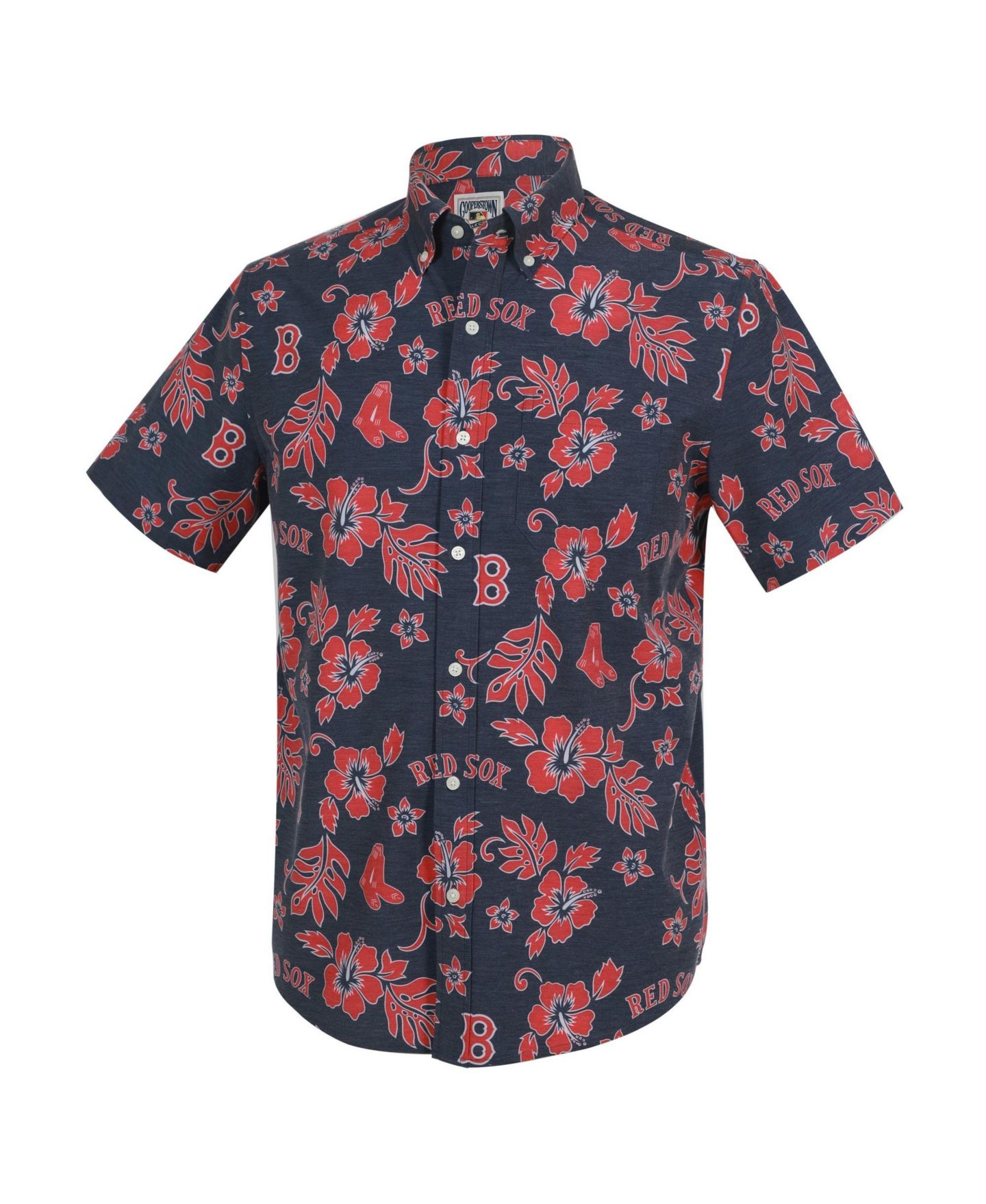 Мужской топ Reyn Spooner Navy Boston Red Sox Cooperstown Kekai Performance Button-Down Tri-Blend — фото 2