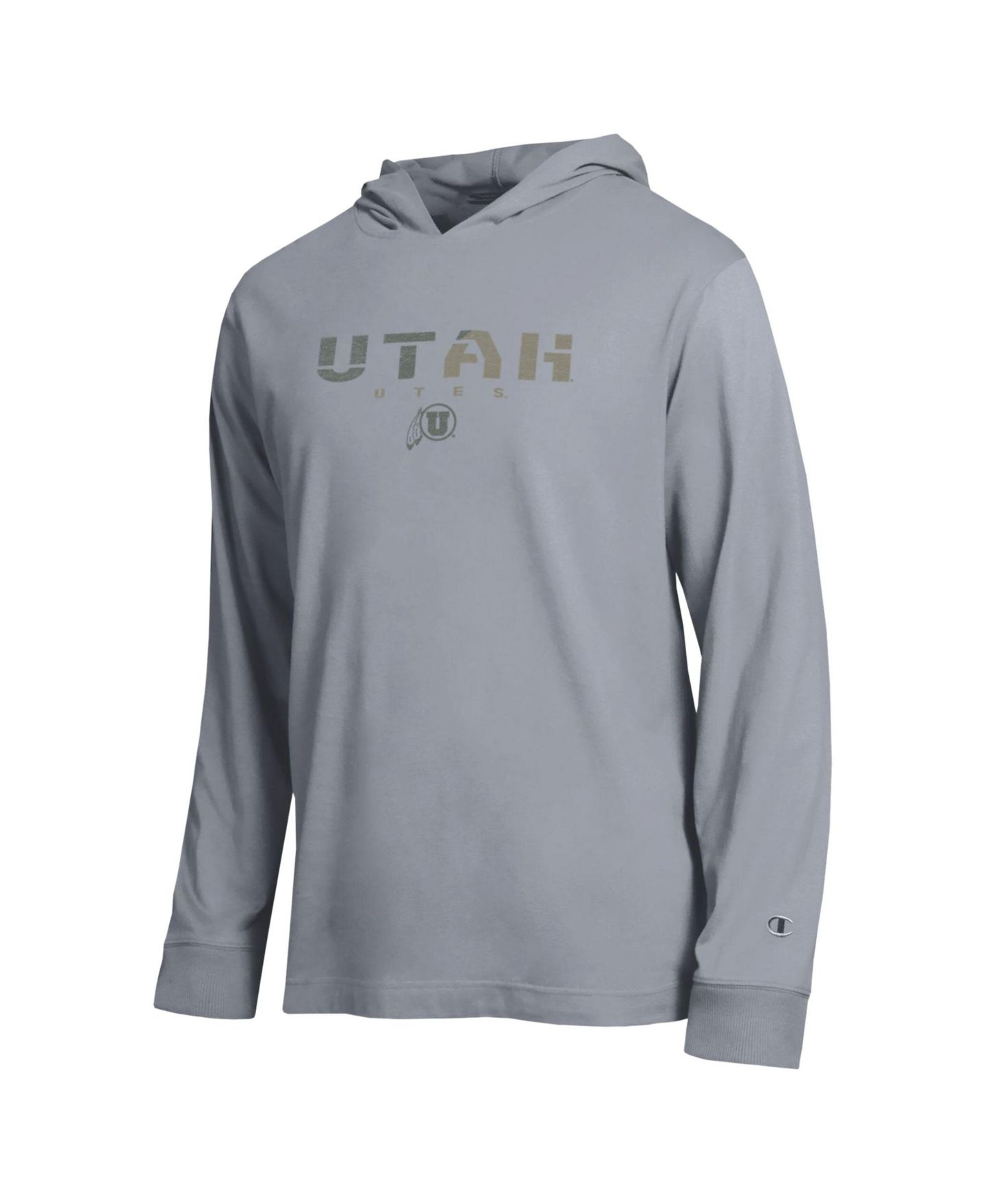 Мужская футболка Champion Gray Utah Utes Operation Hat Trick Flag Hooded Long Sleeve — фото 2