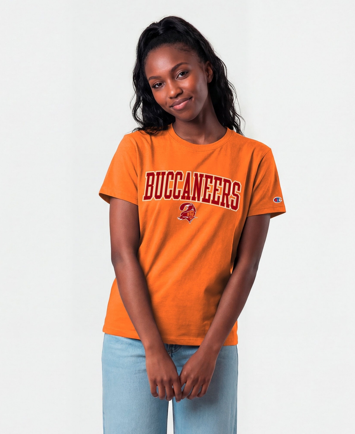 Champion Women's Tampa Bay Buccaneers Ora Screen-Print Short-Sleeve Crewneck T-Shirt