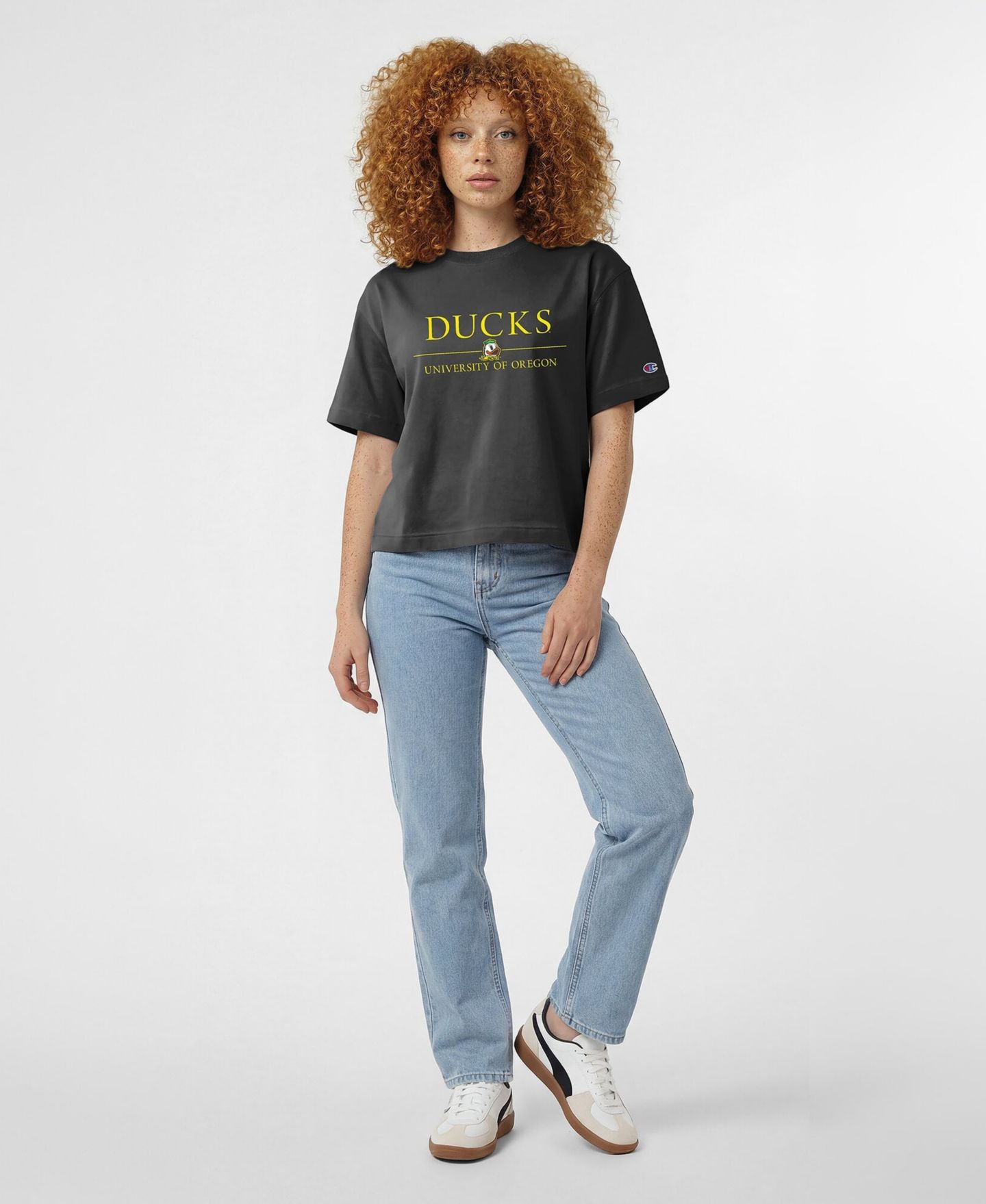 Женская футболка Champion Black Oregon Ducks Waist Length Wordmark — фото 3