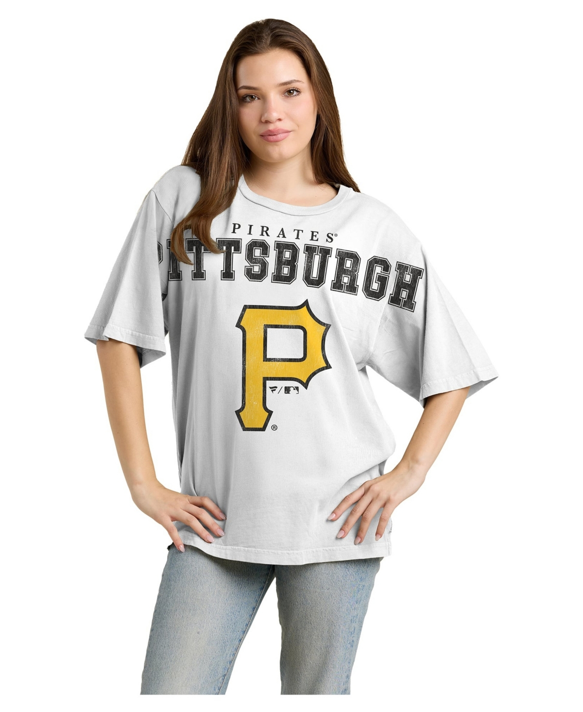 Fanatics Women's Pittsburgh Pirates Relaxed Big Text Oversized Graphic Cotton T-Shirt