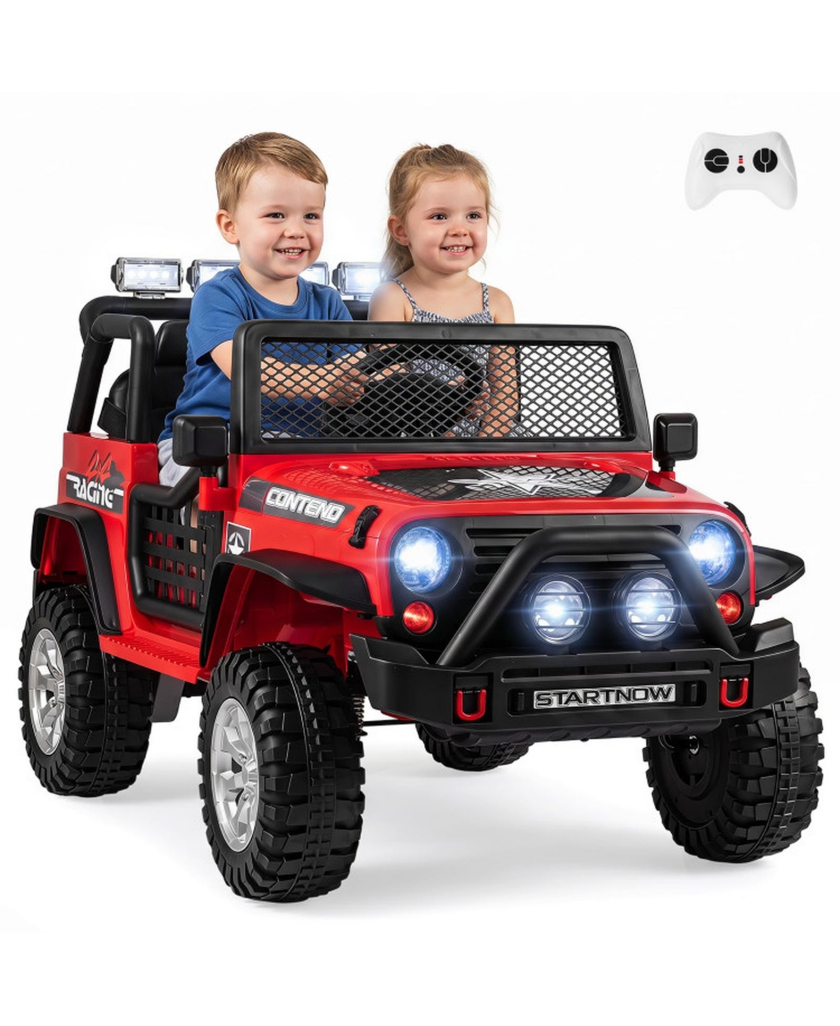 Sugift 2-Seater Kids Ride On Car with Parent Remote Control, 110 lb Weight Capacity, Ages 3+ - Red