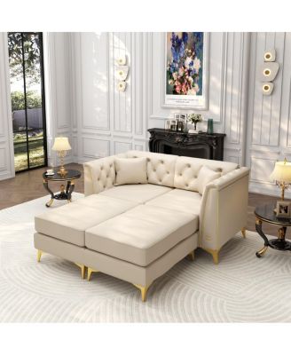 61.8" Luxury 2-Seater Modular Chesterfield Faux Leather Sofa