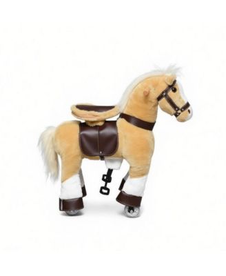 Wheeled Ride-On Horse with Plush Exterior, Ages 3-8