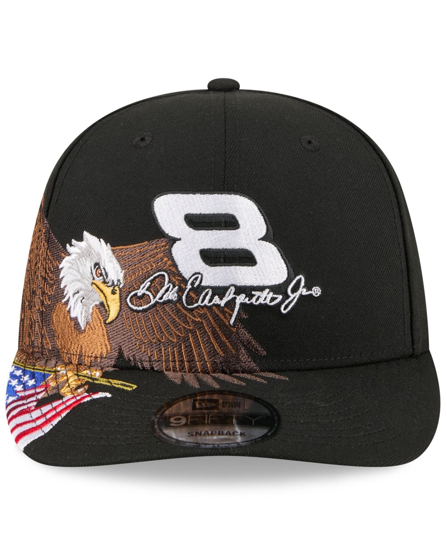 Мужская кепка New Era Black Dale Earnhardt Jr. Patriotic Eagle & Flag A-Frame 9FIFTY Snapback Hat — фото 2