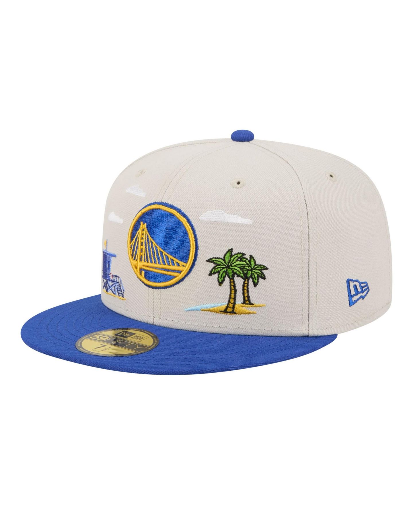 Мужская кепка New Era Tan/Royal Golden State Warriors Localized City Icon 59FIFTY Fitted Hat — фото 1