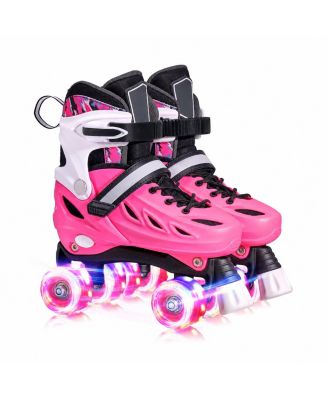 Adjustable Size Adult Teens Roller Skates With Reinforced Frame Smooth Quiet Glide Safe Triple Closure