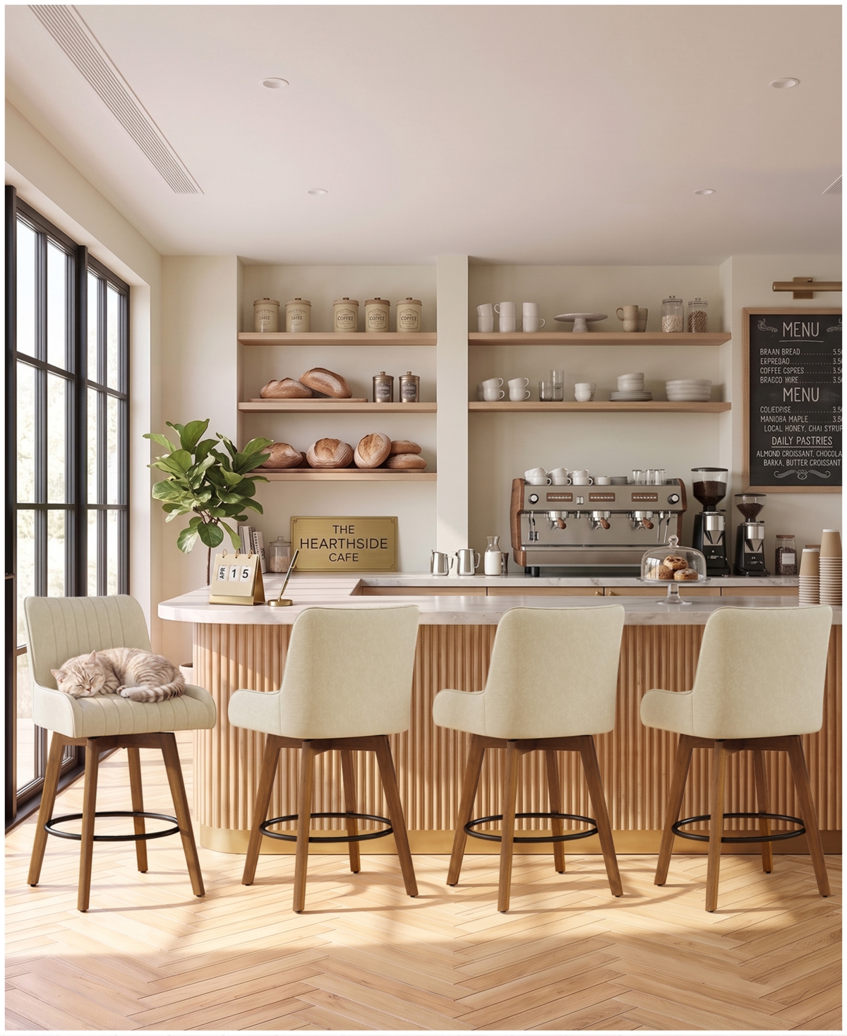 Bekrvio 26" Mid-Century Swivel Counter Height Bar Stools