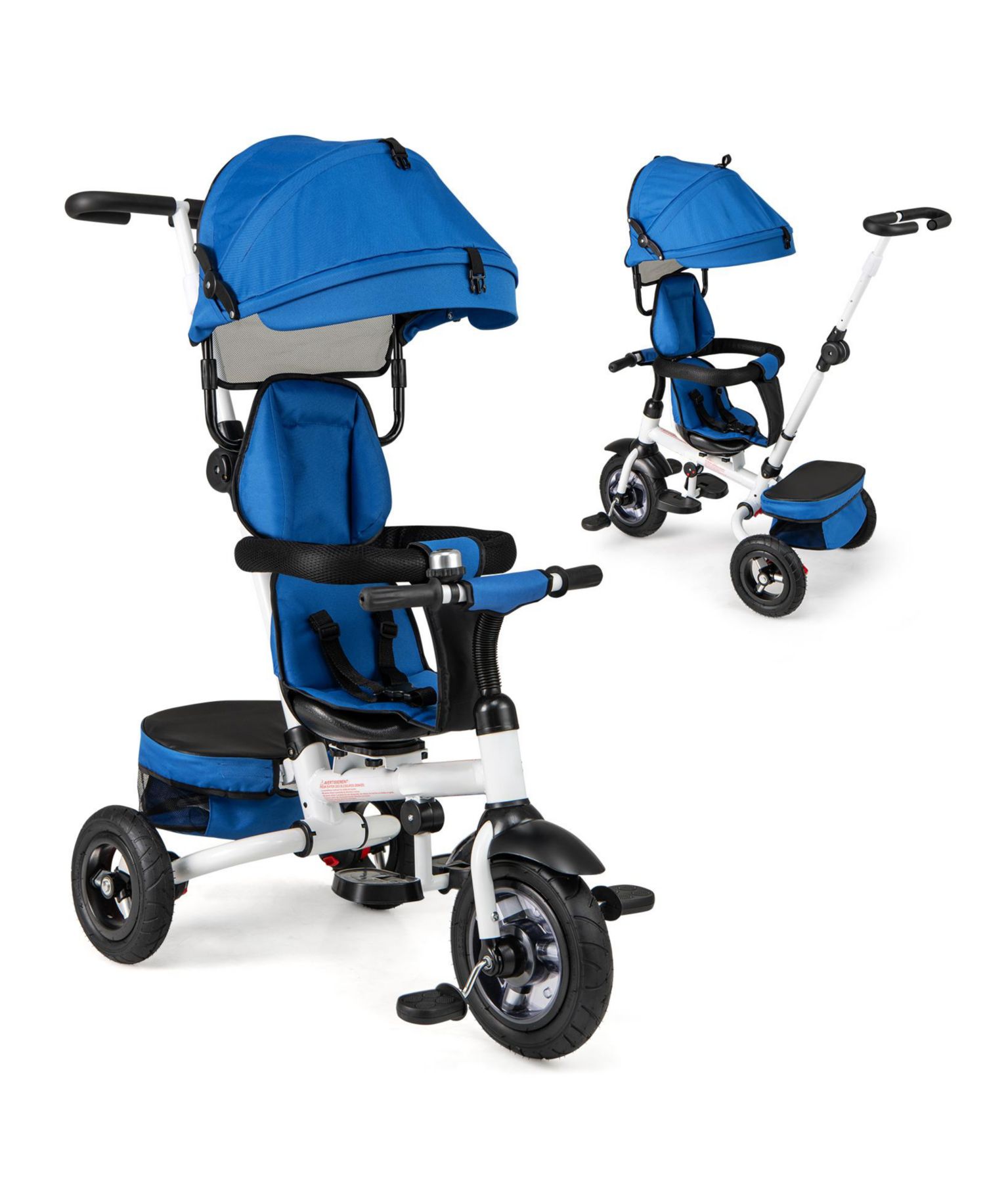 Foldable Tricycle Stroller for Toddlers with Adjustable Canopy and Seat