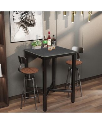 41.34" Sintered Stone Bar Height Table Modern Square Pub Table for Kitchen Patio  Cafe and Home Bar