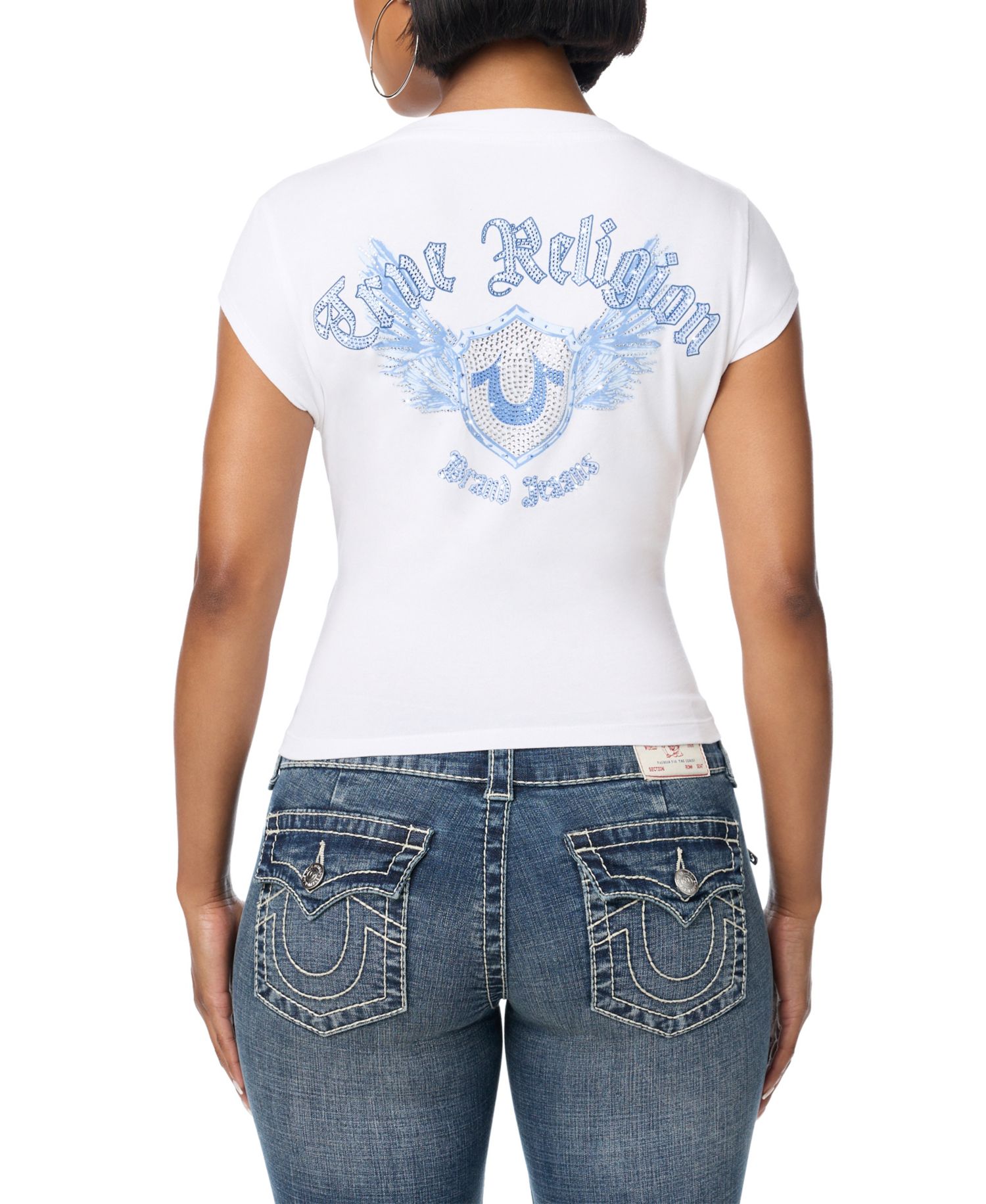 Women's Crystal Wing Graphic Embellished T-Shirt