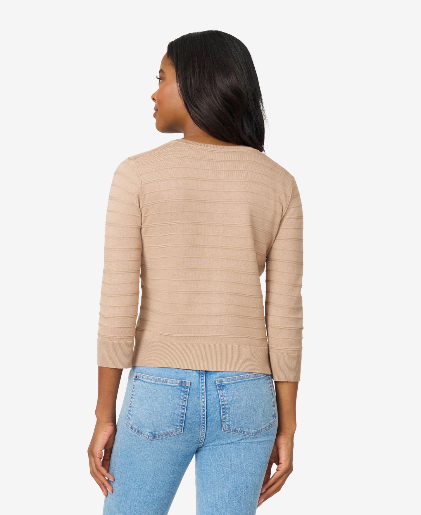 Женский кардиган Melissa Paige Ottoman-Rib 3/4-Sleeve Crewneck, цвет: Верблюжий — фото 9