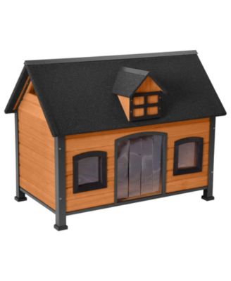 Wooden Dog House with Metal Frame and Asphalt Roof