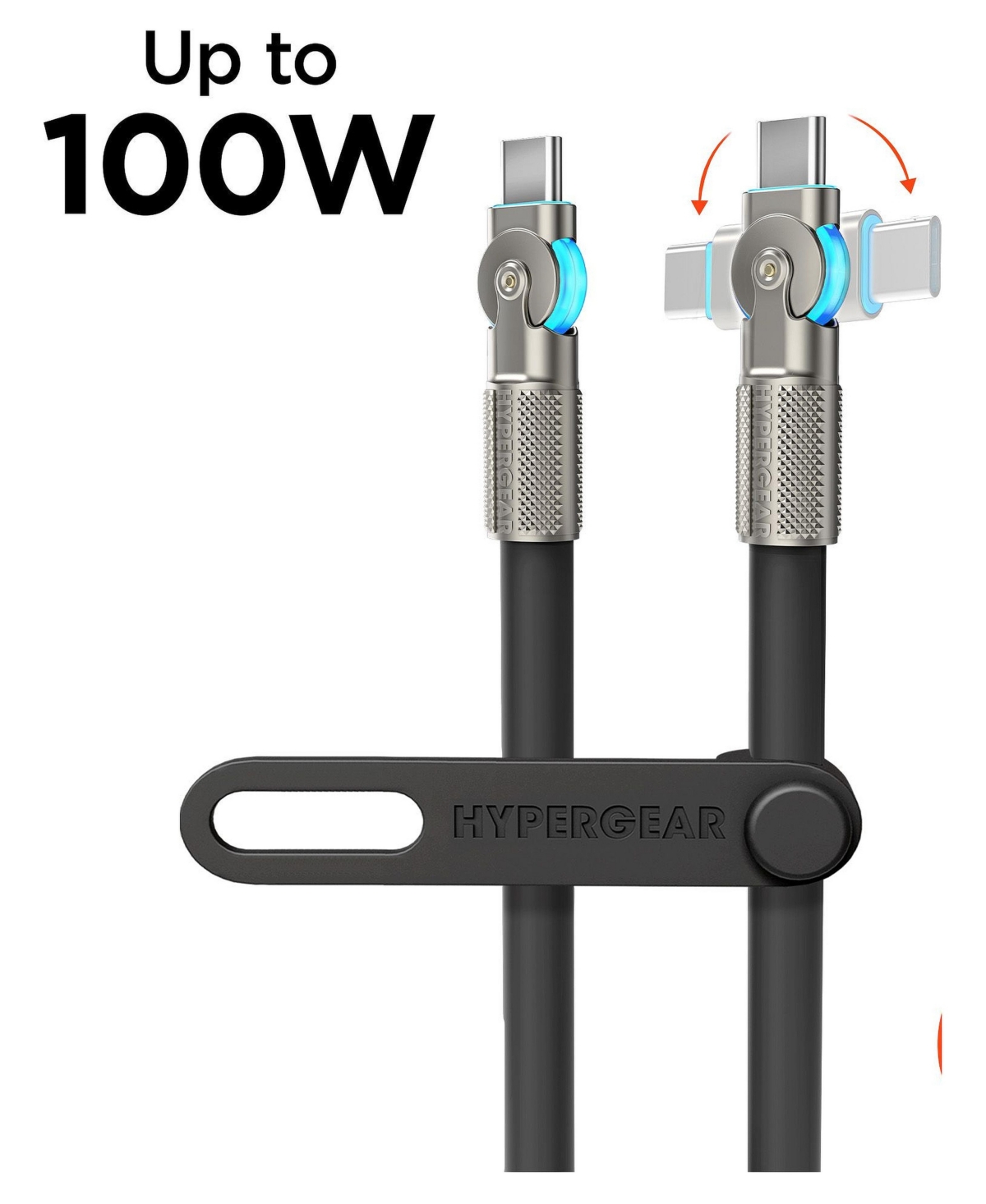 HyperGear Chunky180 100W Power Delivery 180-Degree Rotating Usb-c Cable, 6 ft, for iPhone, iPad, Android & MacBook Pro
