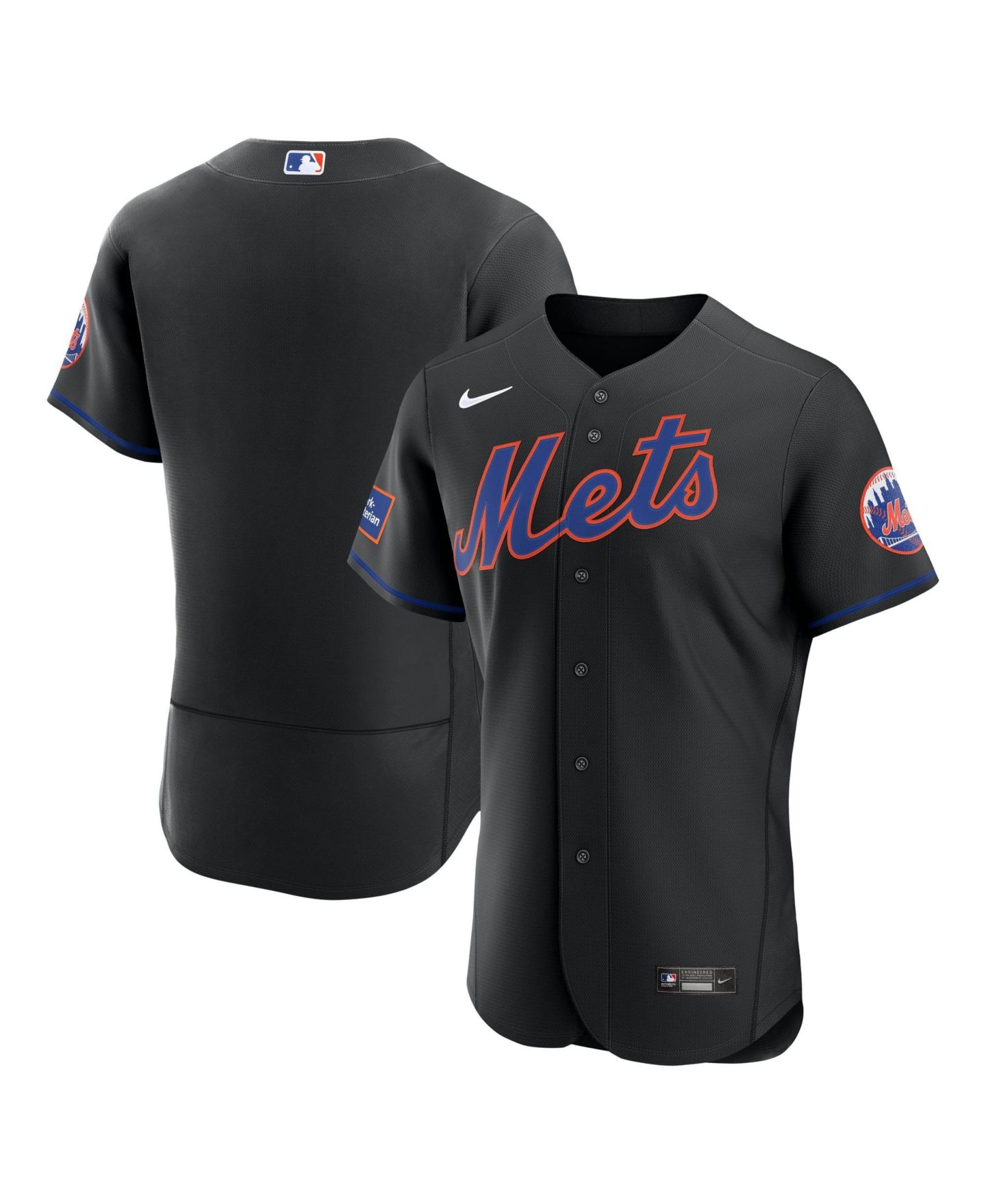 Мужской топ Nike Black New York Mets Alternate Sponsor Patch Authentic Jersey — фото 1