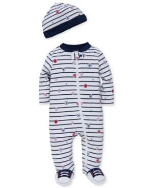 Little Me Baby Boys 2-Pc Sports Star Hat & Footed Coverall Set