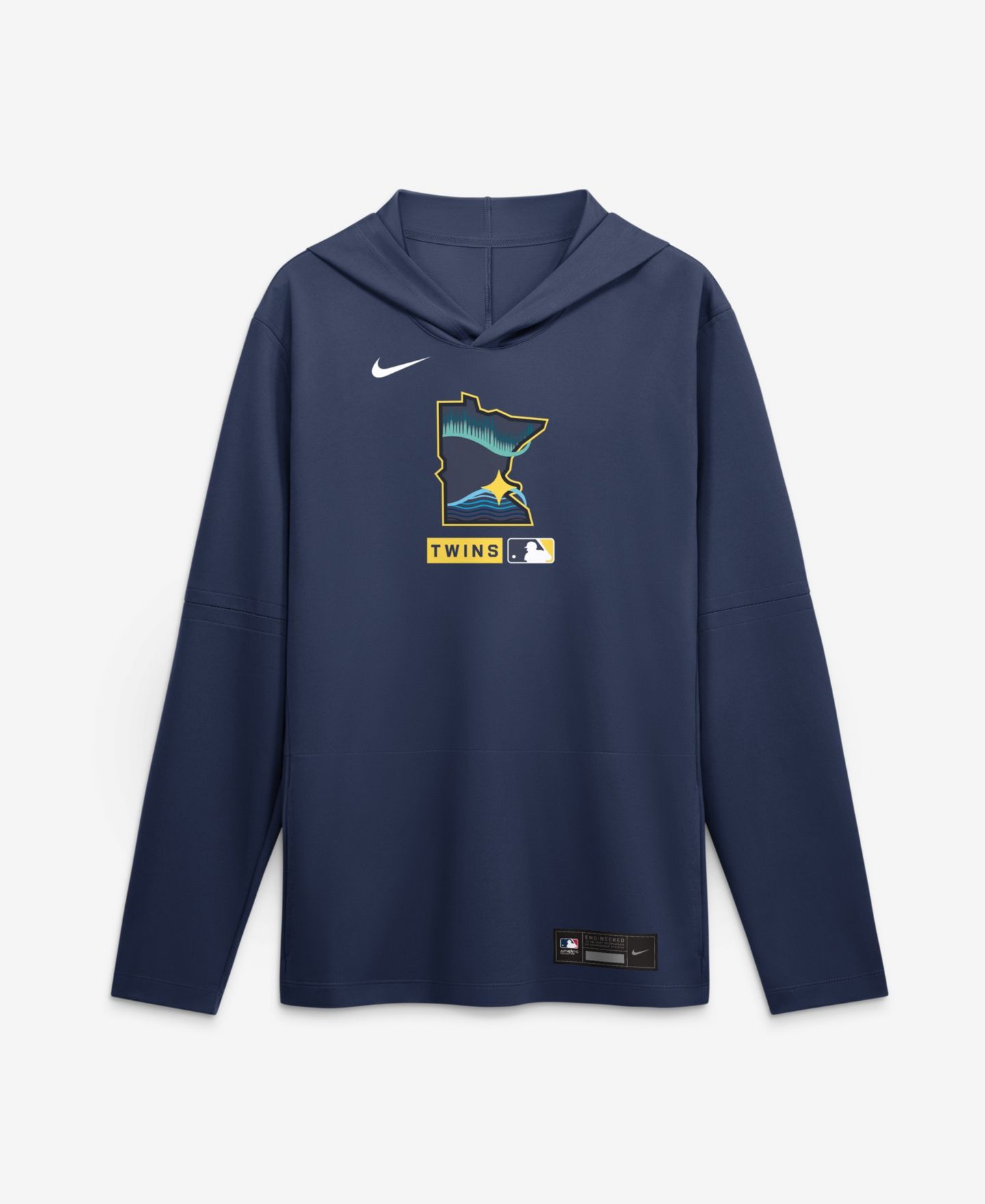 Мужская футболка Nike Navy Minnesota Twins City Connect Dri-FIT Long Sleeve Hooded — фото 2