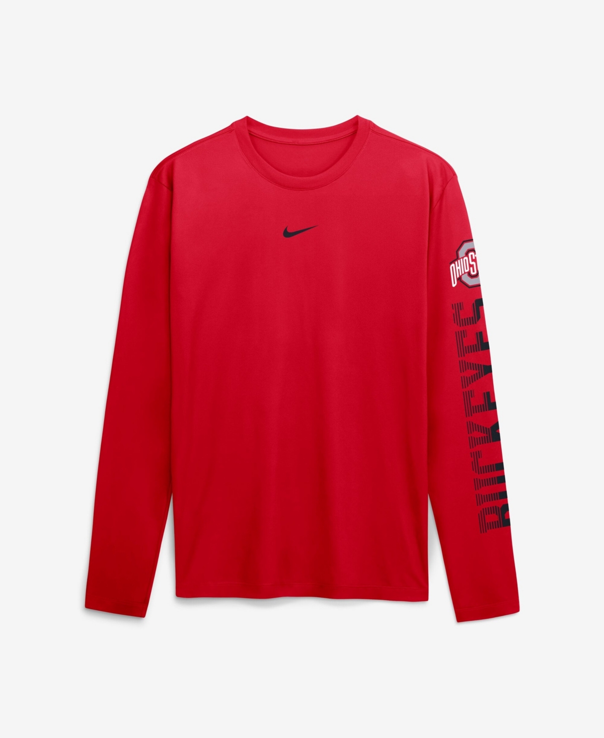 Nike Men's Scarlet Ohio State Buckeyes Primetime Logo Sleeve Legend Dri-fit Long T-Shirt