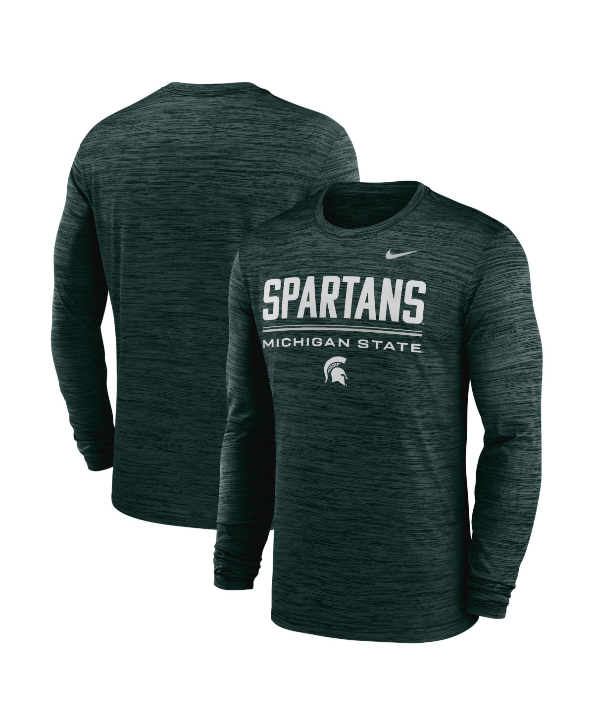 Nike Men's Green Michigan State Spartans Sideline Velocity Dri-fit Long Sleeve T-Shirt