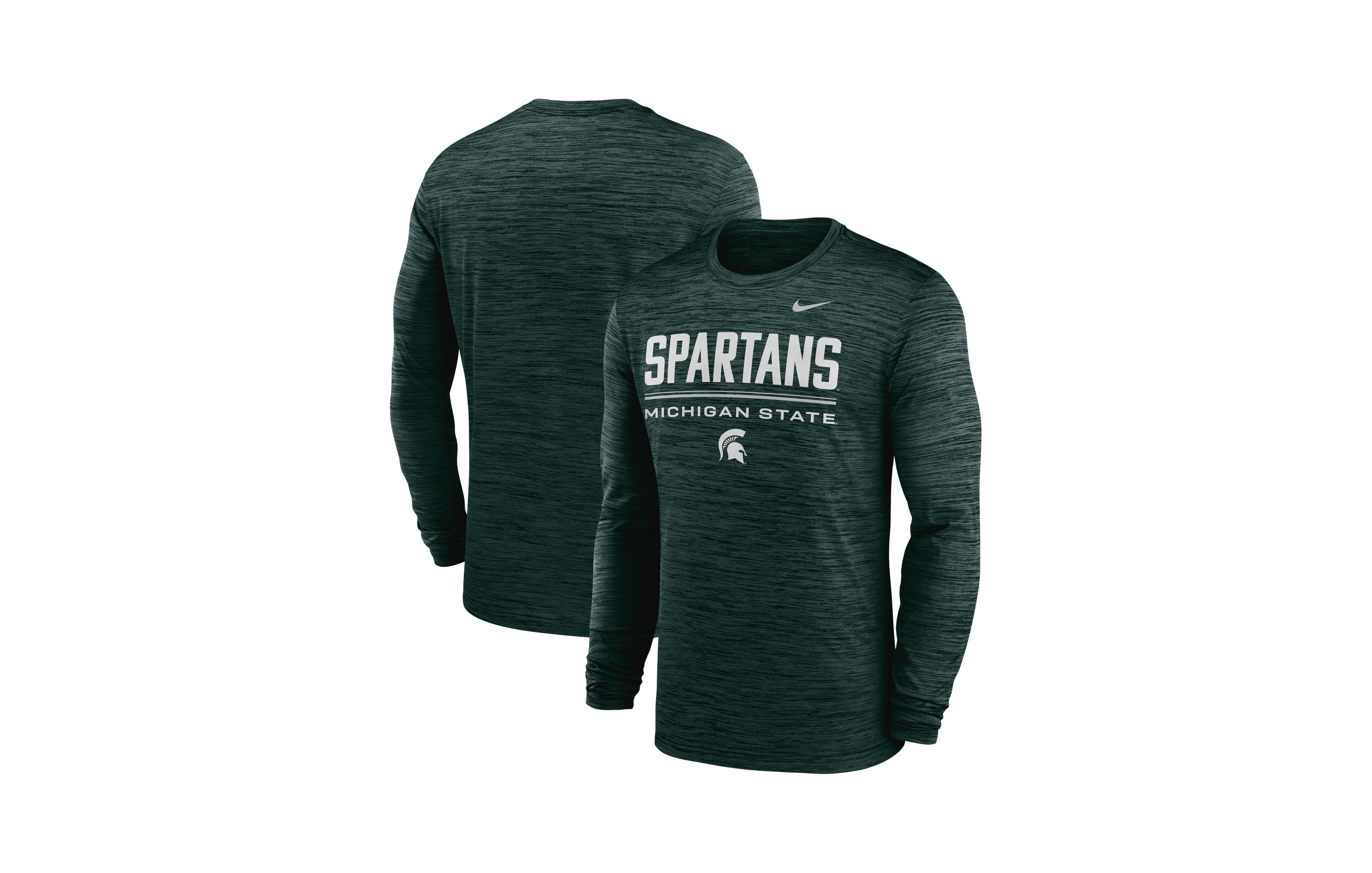 Nike Men's Green Michigan State Spartans Sideline Velocity Dri-fit Long Sleeve T-Shirt