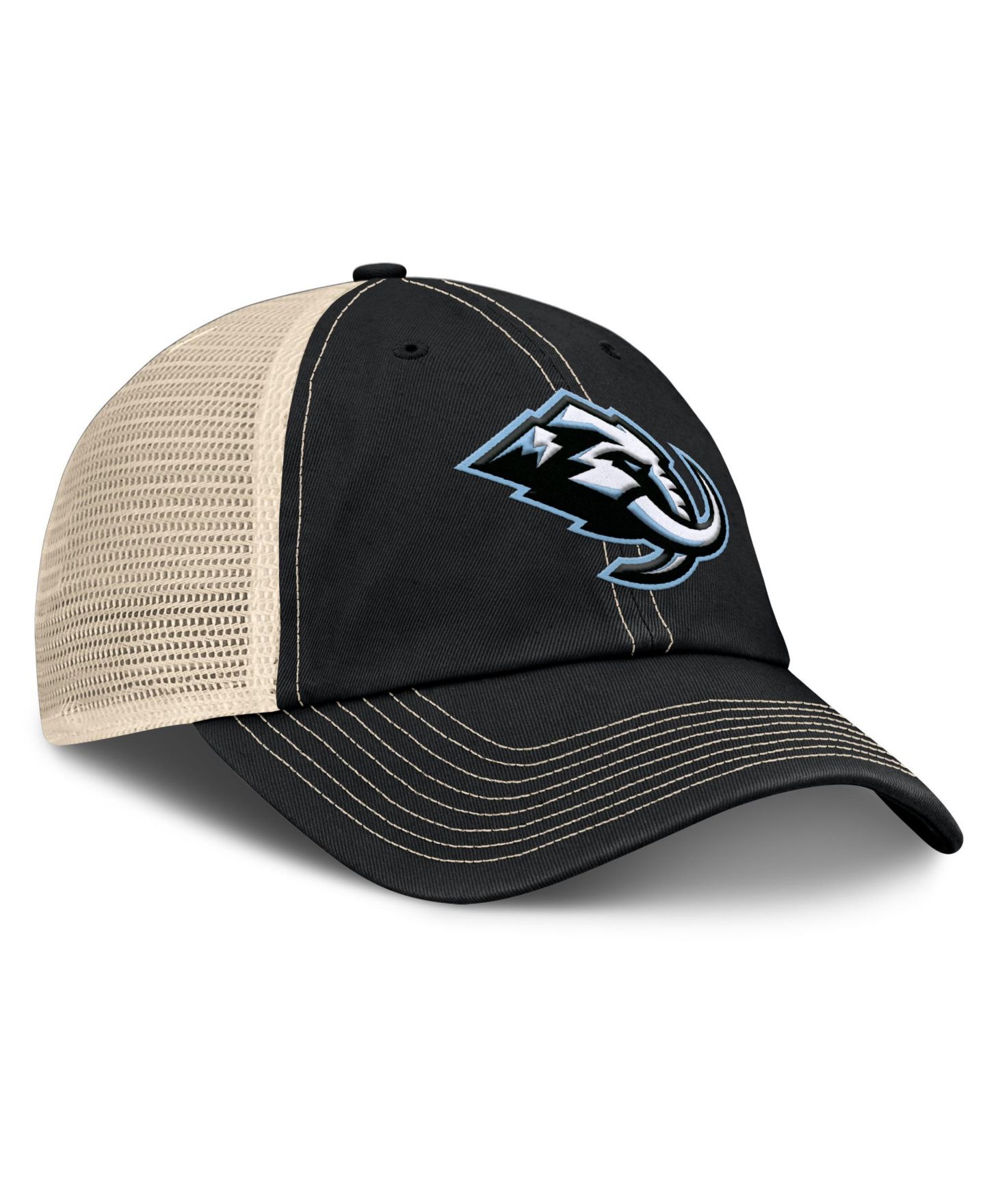Мужская кепка Fanatics Black/Natural Utah Mammoth Rival Trucker Adjustable Hat — фото 3