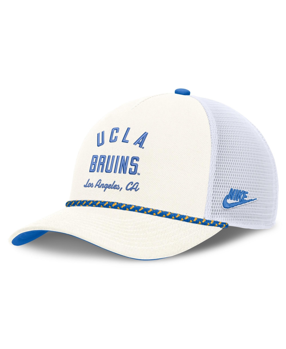 Nike Men's and Women's White Ucla Bruins Mascot Rope Trucker Adjustable Hat