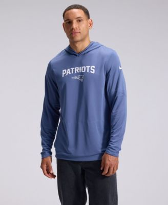 Nike - Men's  Blue New England Patriots Rivalries Collection Sideline Lightweight Hooded Long Sleeve Top Blue