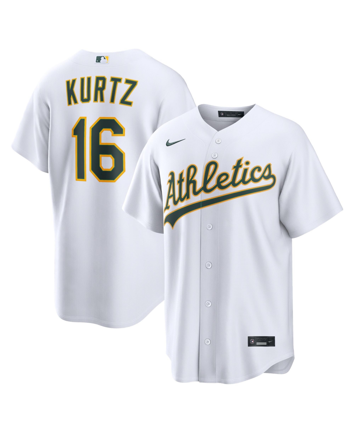 Nike Men's Nick Kurtz White Athletics Home Replica Jersey