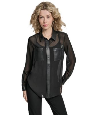 Women's Sheer Long-Sleeve Blouse