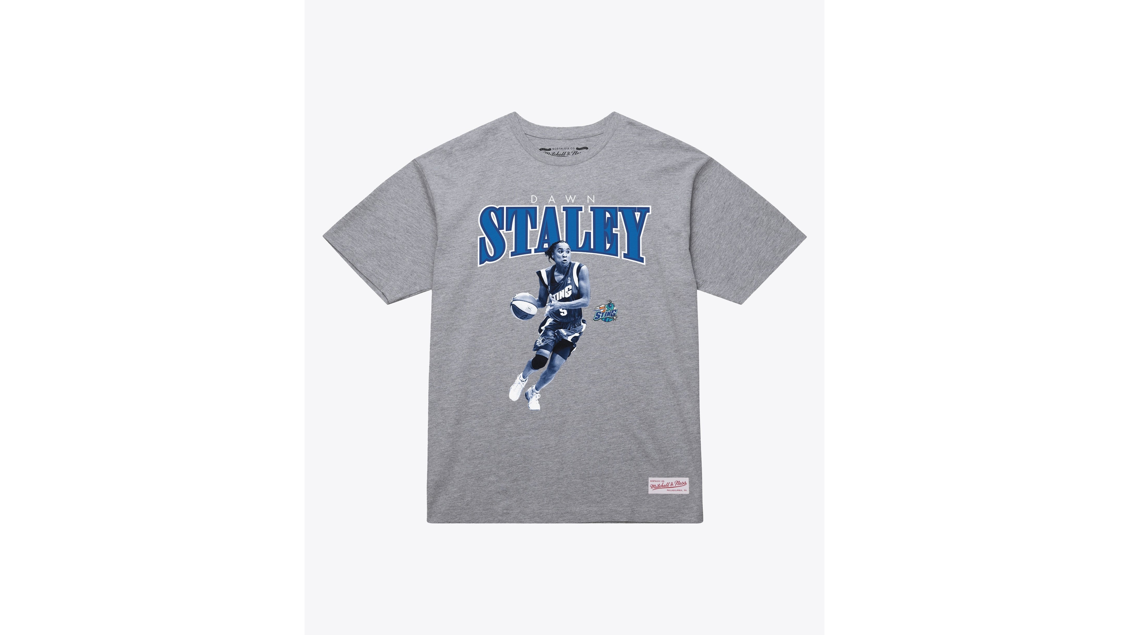 Mitchell & Ness Men's and Women's Dawn Staley Heather Gray Charlotte Sting Player Boyfriend Court Origins T-Shirt