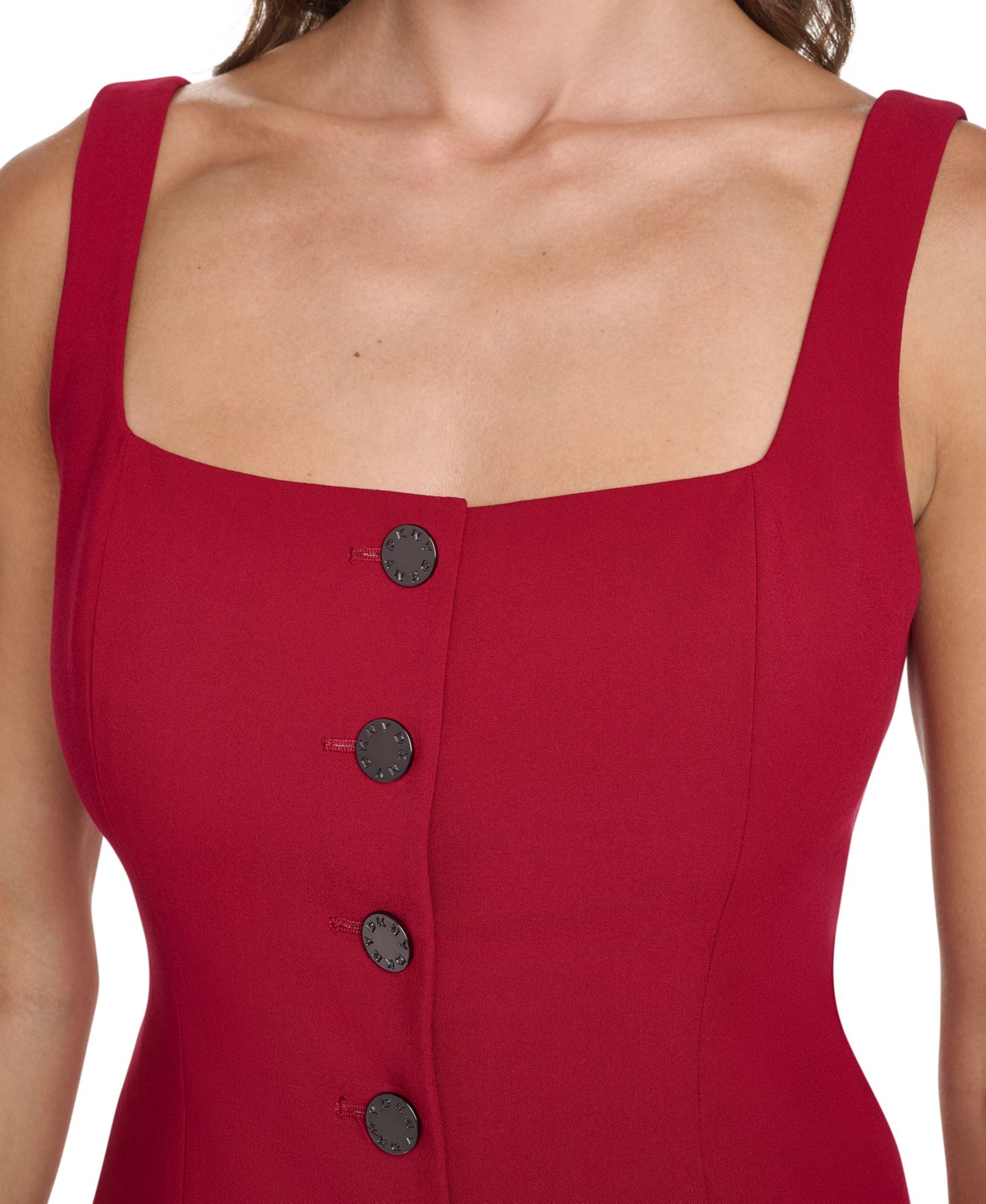 Женский жилет DKNY Foundation Trop Button-Front Fitted Square-Neck, цвет: Клюквенный — фото 5