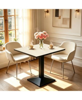 30" W x 24" D Travertine Sintered Stone Dining Table, Modern Pedestal Table for Kitchen Apartments and Patio