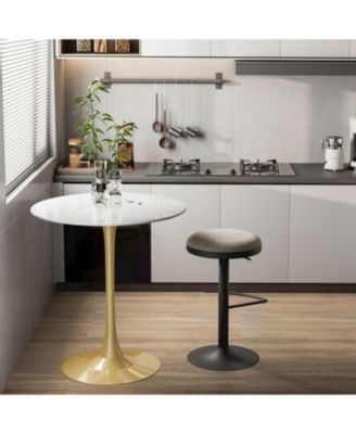 31.5" Round Sintered Stone Bar Table, Modern Pedestal Pub Table with Metal Base for Kitchen and Home