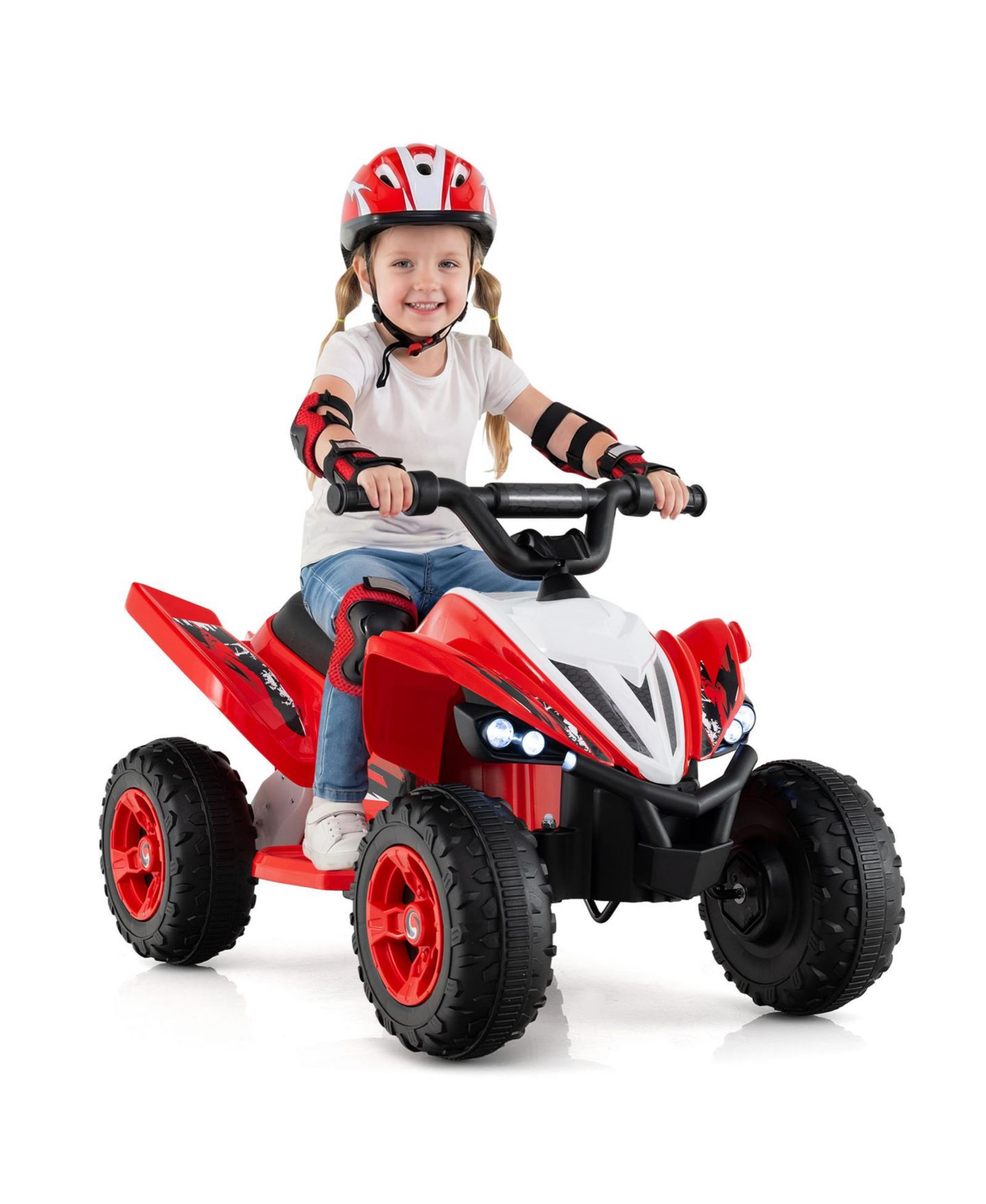Детская игрушка SUGIFT 12V Rechargeable Ride-On ATV Quad with LED Headlights and 7 mph Max Speed, 66 lb Capacity, Ages 3+, цвет: Красный — фото 1