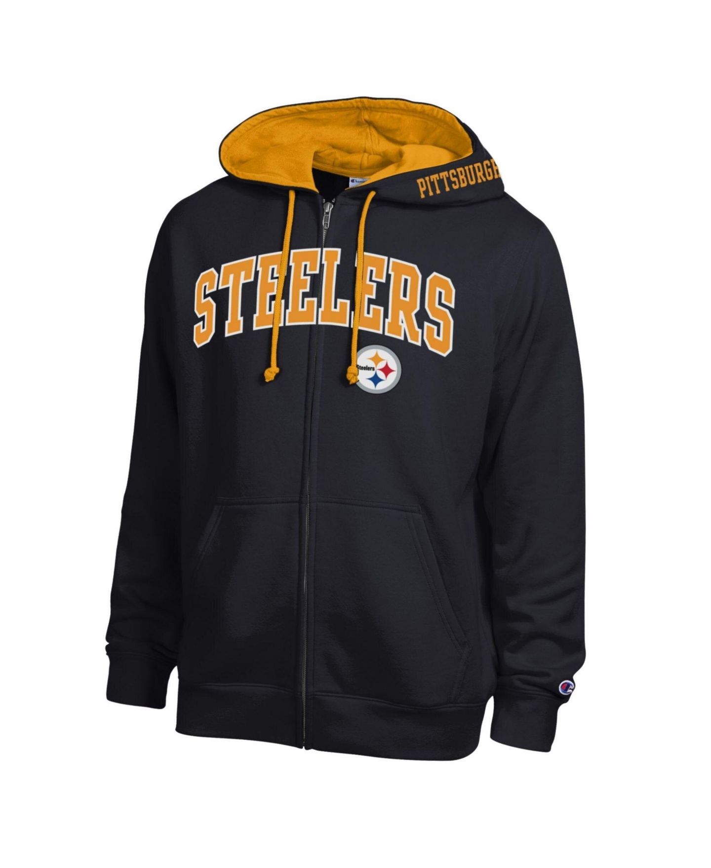 Мужское худи Champion Black/Gold Pittsburgh Steelers Full-Zip — фото 1