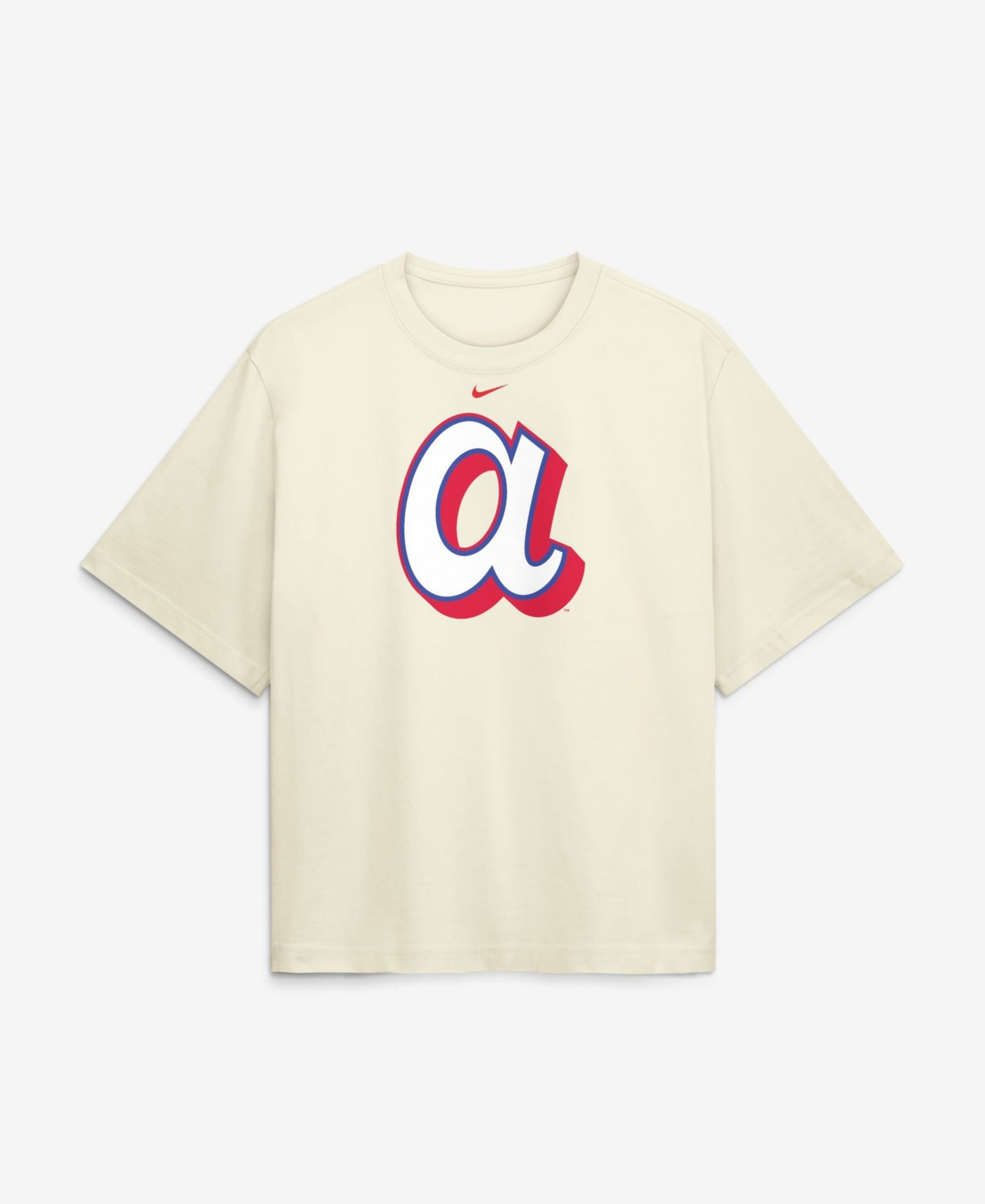 Женская футболка Nike Cream Atlanta Braves Premium Essentials Relaxed Boxy — фото 2