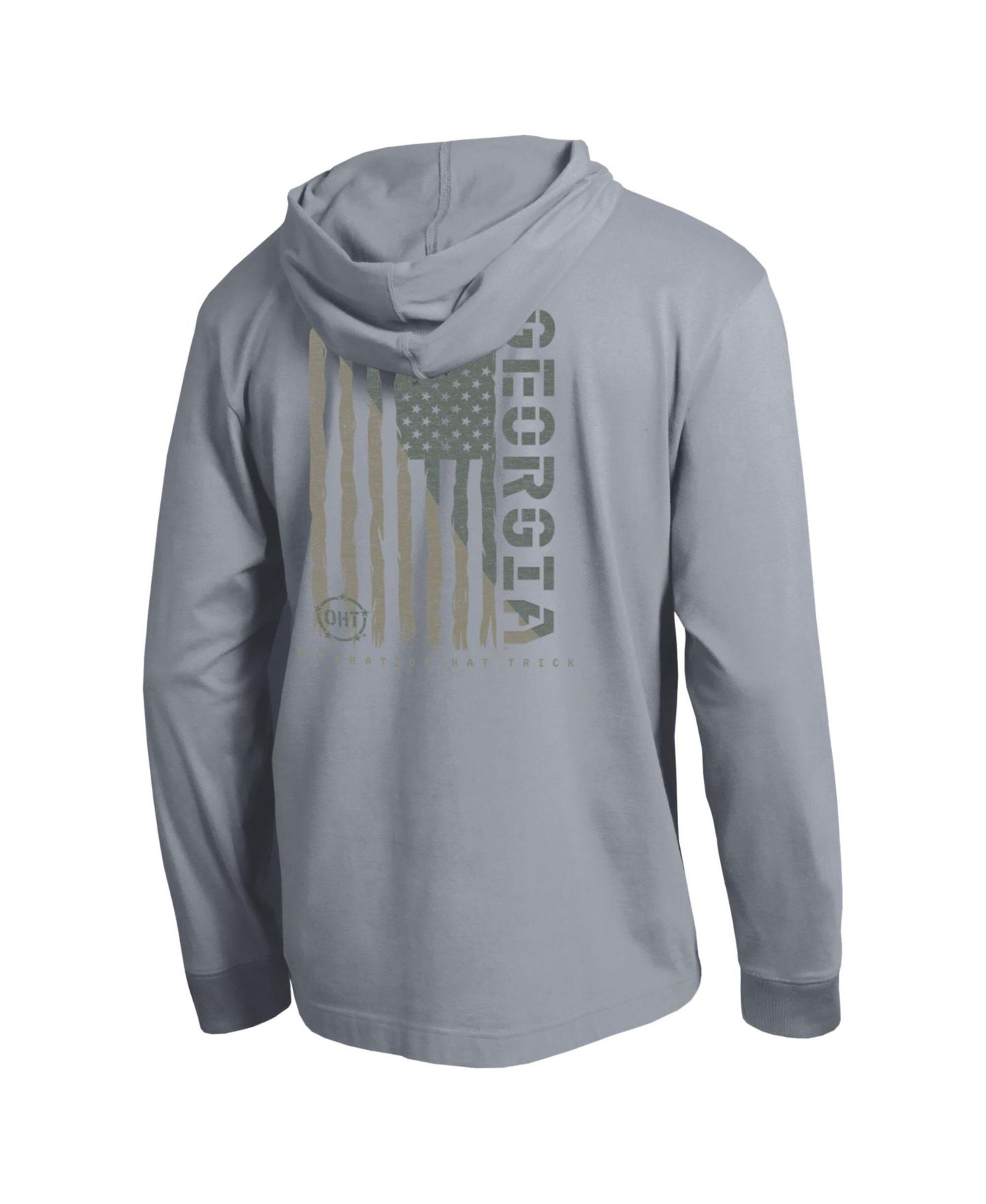 Мужская футболка Champion Gray Georgia Bulldogs Operation Hat Trick Flag Hooded Long Sleeve — фото 3