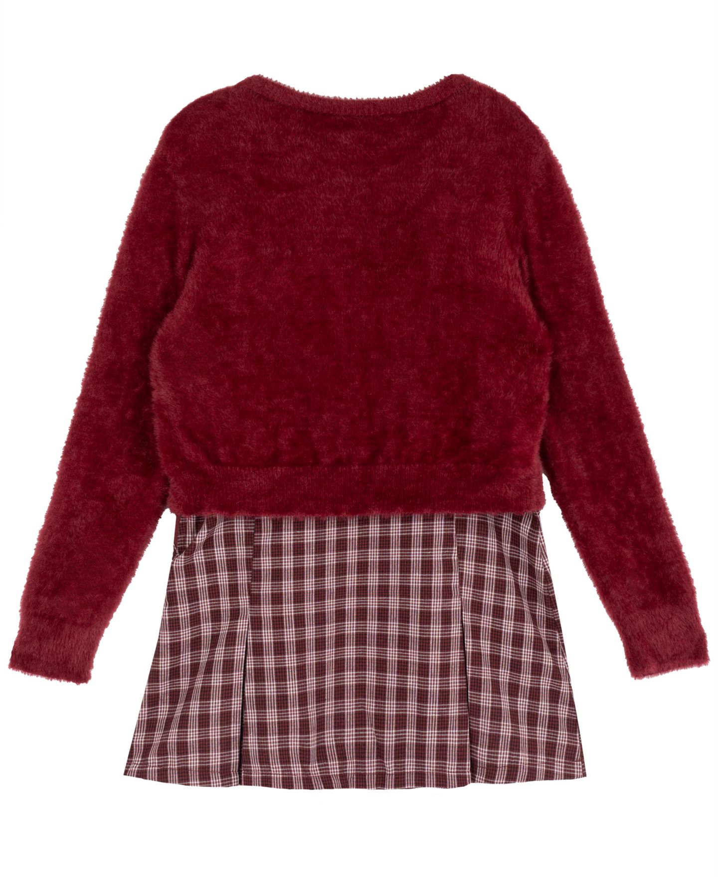 Платья Rare Editions Fit-and-Flare Holiday Square neck Cardigan and Dress, 2-Piece Set для девочек, цвет: Бордовый — фото 6