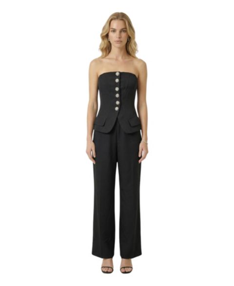 Женский комплект Modenaire Strapless Embellished Vest and Wide-Leg Pants, 2-Piece Set, цвет: Чёрный