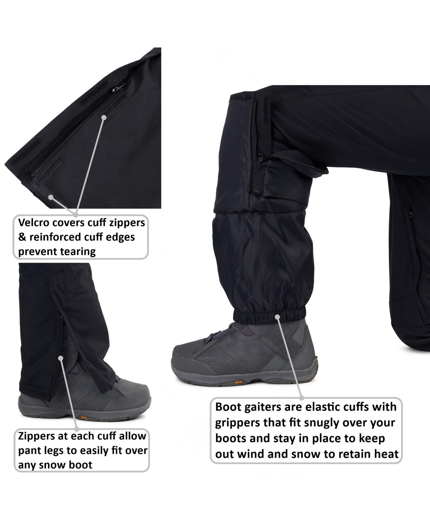 Мужские брюки Alpine Swiss Waterproof Snowboard Ski Snow with Removeable Suspenders, цвет: Чёрный — фото 5